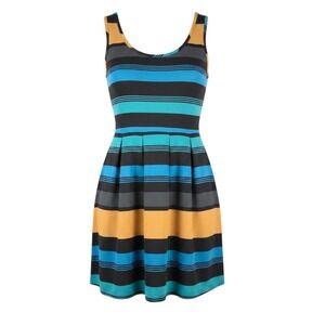 Striped Fit‎ & Flare Sleeveless Skater Dress Womens Large Rue 21
